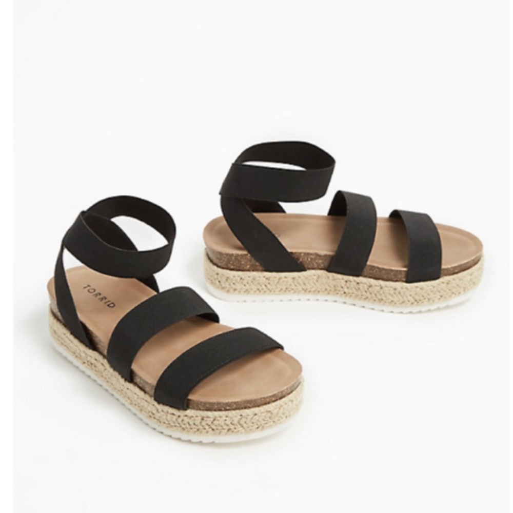 Torrid BLACK ELASTIC ANKLE STRAP ESPADRILLE FLATFO
